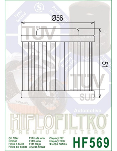 Filtre à huile HIFLOFILTRO - HF569 MV Agusta
