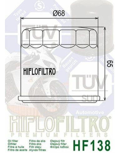 Filtre à huile HIFLOFILTRO Noir brillant - HF138