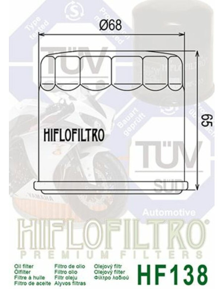 Filtre à huile HIFLOFILTRO Noir brillant - HF138