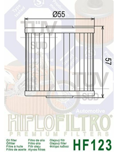 Filtre à huile HIFLOFILTRO - HF123