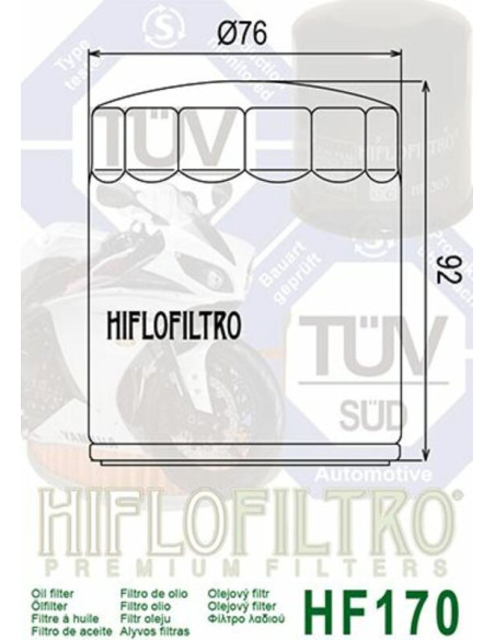 Filtre à huile HIFLOFILTRO Noir brillant - HF170B