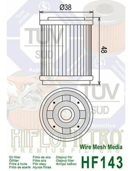 Filtre à huile HIFLOFILTRO - HF143