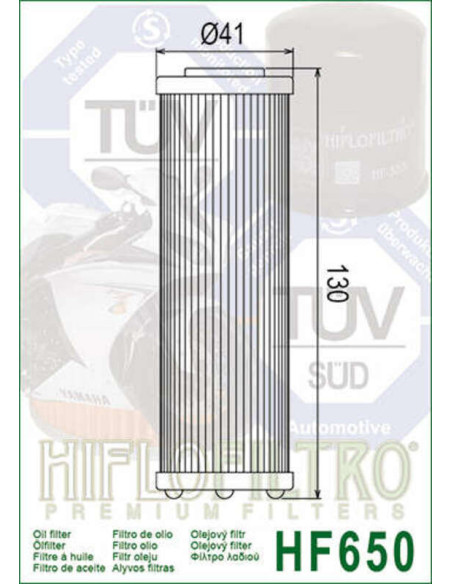 Filtre à huile HIFLOFILTRO - HF650 Husqvarna/KTM