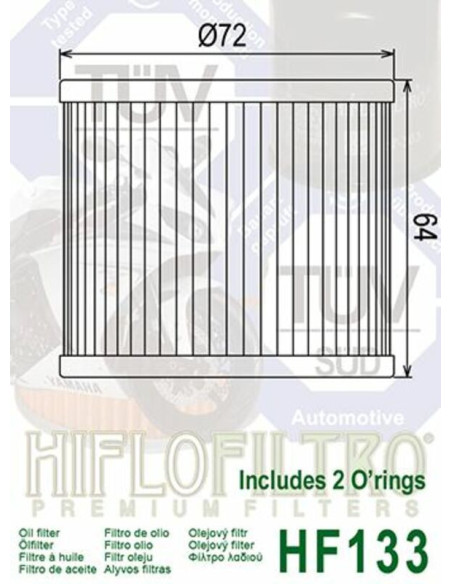 Filtre à huile HIFLOFILTRO - HF133