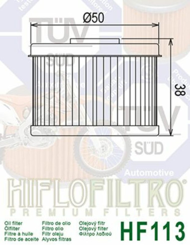 Filtre à huile HIFLOFILTRO - HF113 Honda