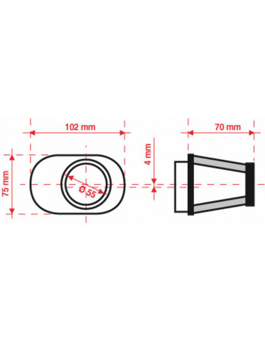 Filtre à air BMC conique Ø55mm - FBPF55-70R