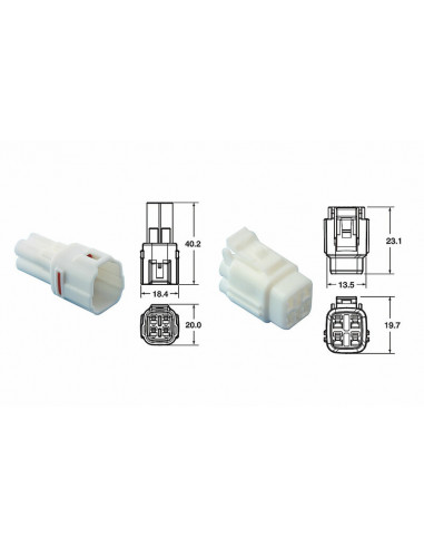 Jeu de connectiques 4 voies série 090 SMTO BIHR type origine Ø0,58mm²/1,25mm² - 5 jeux complets