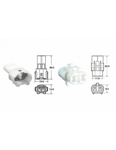 Jeu de connectiques 2 voies série 090 SMTO BIHR type origine Ø0,85mm²/1,25mm² - 5 jeux complets