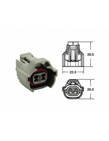 Connectique femelle série 090 SMTO BIHR type origine 2 voies gris - 5 pcs