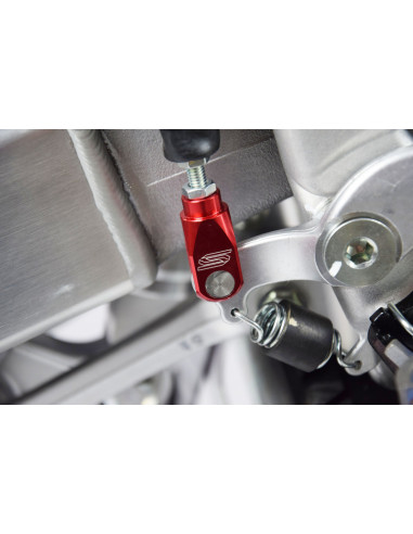 Chape de réglage de frein arrière SCAR alu rouge Honda