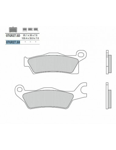 Plaquettes de frein BREMBO Off-Road métal fritté - 07GR27SX