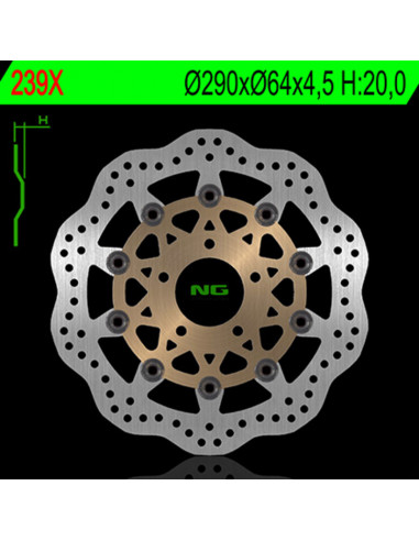 Disque de frein NG BRAKE DISC pétale flottant - 239X