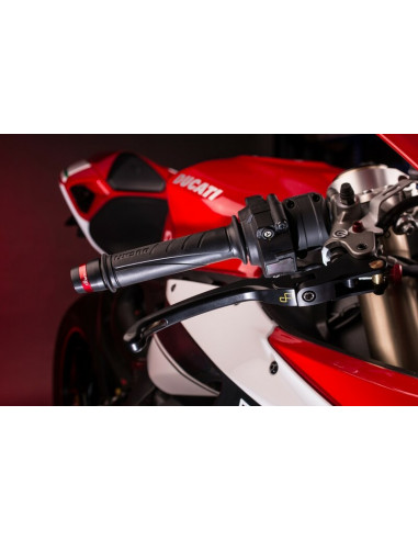 Levier de frein repliable/réglable LIGHTEC Alien alu inserts caoutchouc noir - LEVD121K Aprilia RSV4R