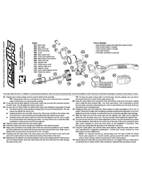 Ensemble levier d'embrayage + cocotte ProTaper Profile Pro noir