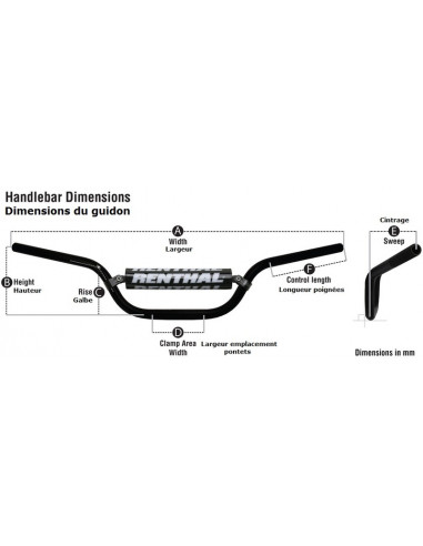 Guidon RENTHAL ATV 7/8" 677 Special Quad