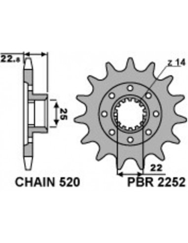Pignon PBR acier standard 2252 - 520