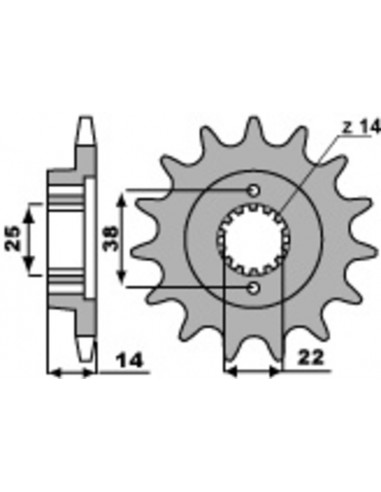 Pignon PBR acier standard 497 - 530