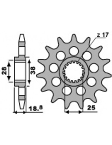 Pignon PBR acier standard 2078M - 525