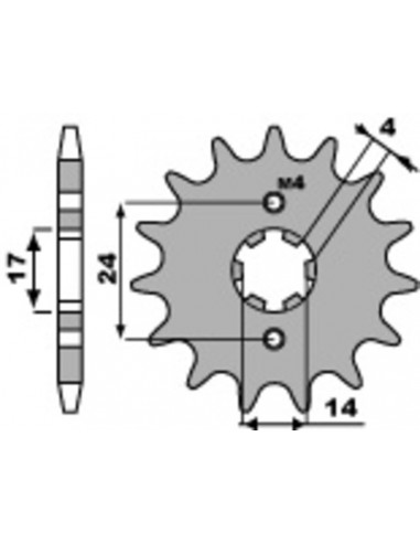 Pignon PBR 16 dents acier standard pas 420 type 2153