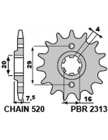 Pignon PBR acier standard 2313 - 520