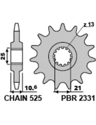 Pignon PBR acier standard 2331 - 525