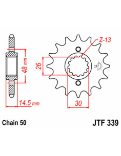 Pignon JT SPROCKETS acier standard 339 - 530 2