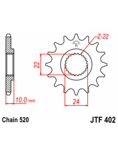 Pignon JT SPROCKETS acier standard 402 - 520