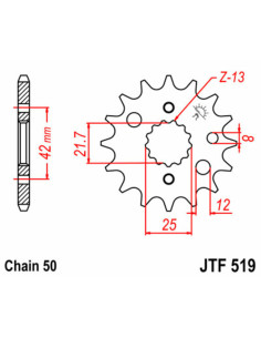 Pignon JT SPROCKETS acier standard 519 - 525 2