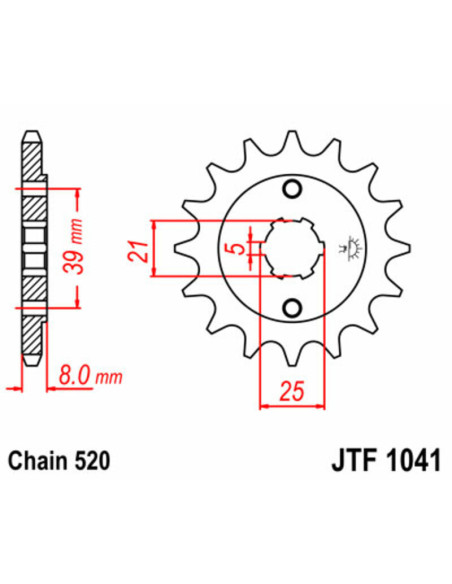 Pignon JT SPROCKETS acier standard 1041 - 520
