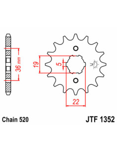Pignon JT SPROCKETS acier standard 1352 - 520 2
