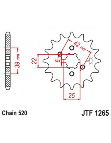 Pignon JT SPROCKETS acier standard 1265 - 520