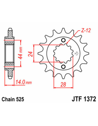 Pignon JT SPROCKETS acier standard 1372 - 525