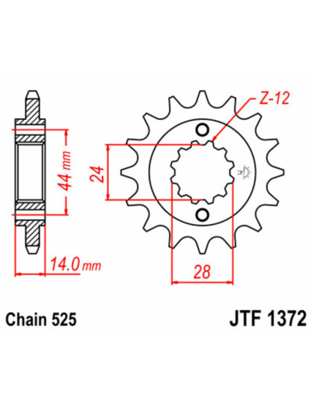 Pignon JT SPROCKETS acier standard 1372 - 525