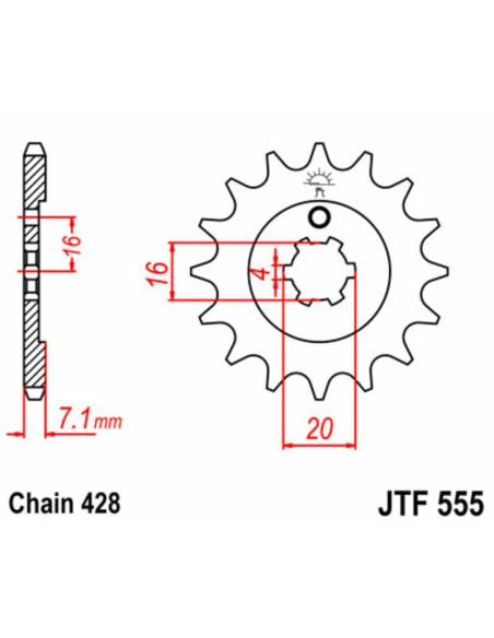 Pignon JT SPROCKETS acier standard 555 - 428