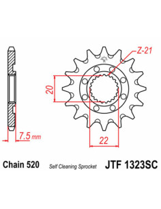 Pignon JT SPROCKETS acier anti-boue 1323 - 520 2