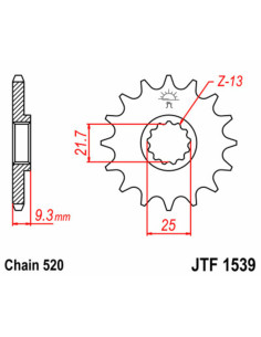 Pignon JT SPROCKETS acier standard 1539 - 520 2