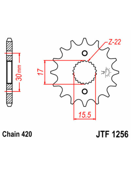 Pignon JT SPROCKETS acier standard 1256 - 420
