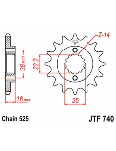 Pignon JT SPROCKETS acier standard 740 - 525 2
