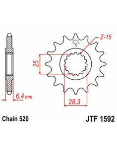 Pignon JT SPROCKETS acier standard 1592 - 520 2