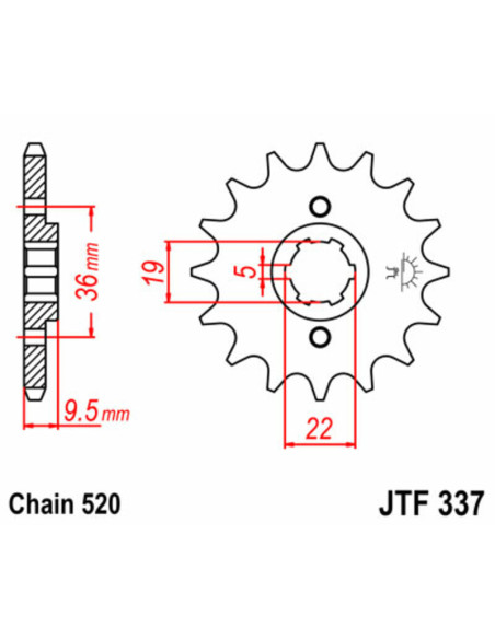 Pignon JT SPROCKETS acier standard 337 - 520