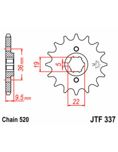 Pignon JT SPROCKETS acier standard 337 - 520 2