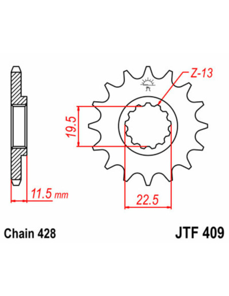 Pignon JT SPROCKETS acier standard 409 - 428