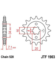 Pignon JT SPROCKETS acier standard 1903 - 520 2