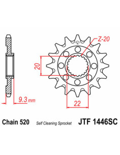 Pignon JT SPROCKETS acier anti-boue 1446 - 520 2