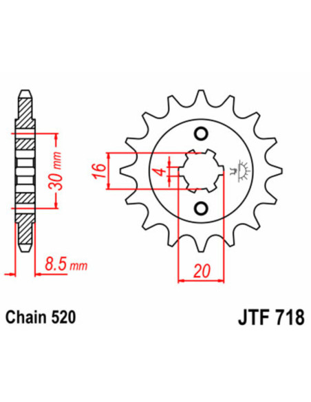 Pignon JT SPROCKETS acier standard 718 - 520