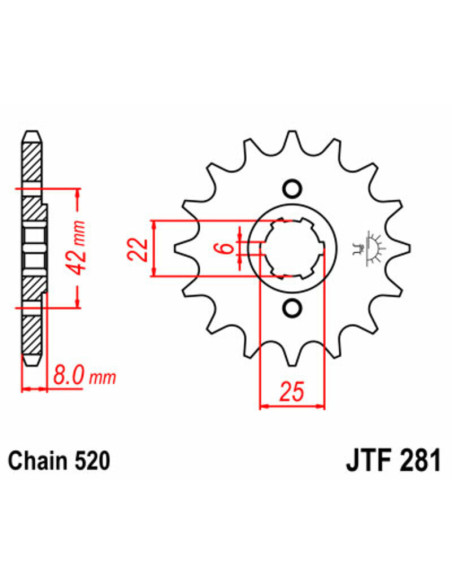 Pignon JT SPROCKETS acier standard 281 - 520