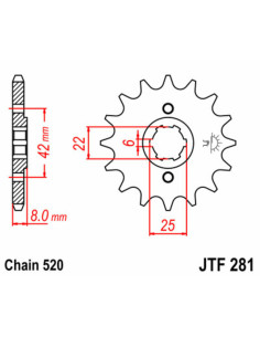 Pignon JT SPROCKETS acier standard 281 - 520 2