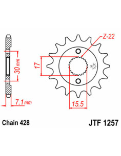 Pignon JT SPROCKETS acier standard 1257 - 428 2