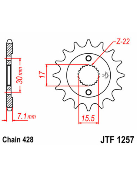 Pignon JT SPROCKETS acier standard 1257 - 428