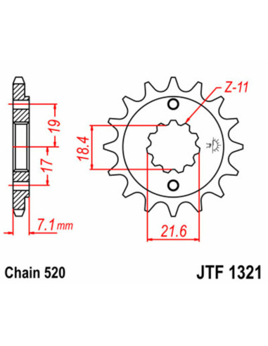 Pignon JT SPROCKETS acier standard 1321 - 520